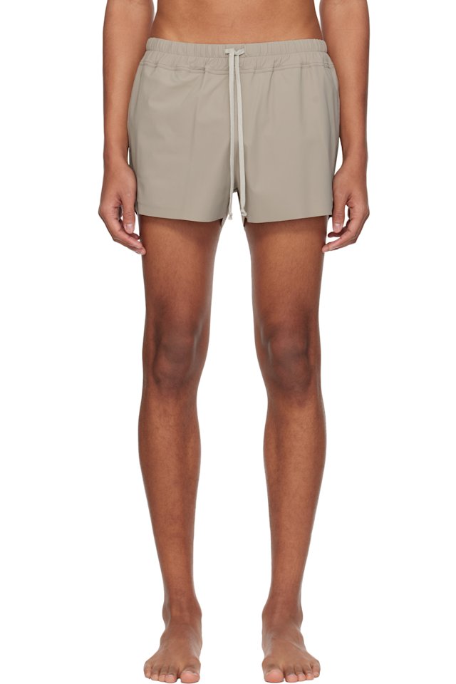 Rick Owens — Taupe Temple Boxer Swim Shorts