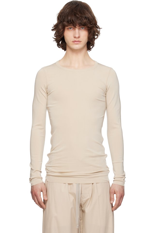 Rick Owens — Beige Temple Rib LS T-shirt