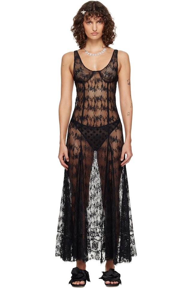 Collina Strada — Black Pamela Maxi Dress