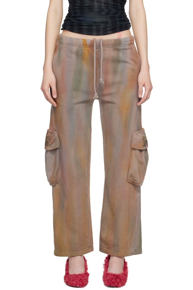 Collina Strada — Gray Hand-Dyed Cargo Sweatpants