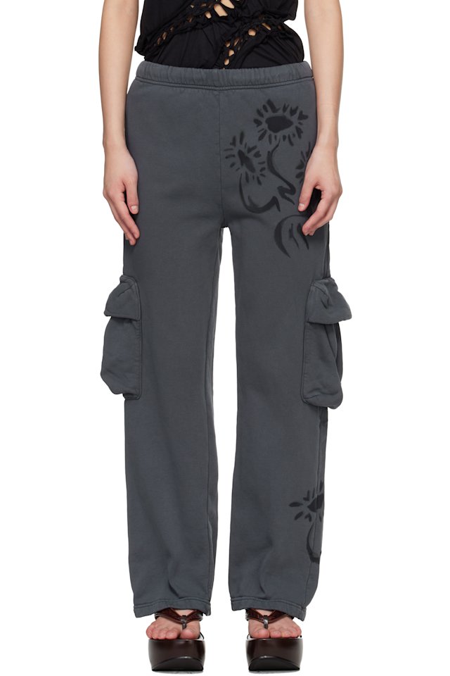 Collina Strada — Gray 'Charcoal Daisies' Lounge Pants