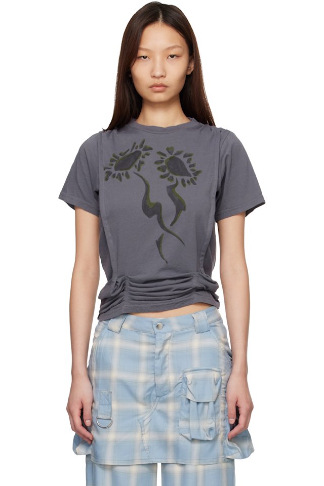 Collina Strada — Gray 'Charcoal Daisies' Hazel T-shirt
