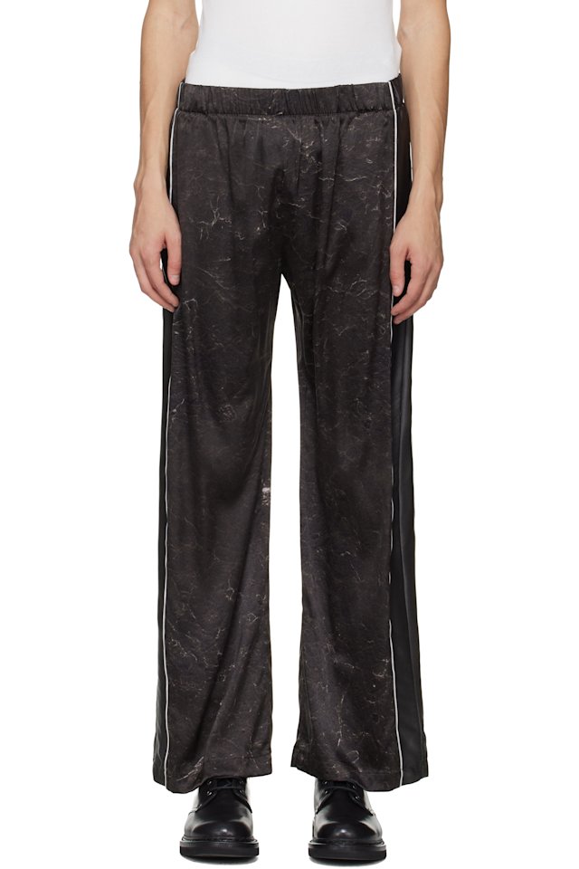 Serapis — Brown Satin Silk Football Track Pants