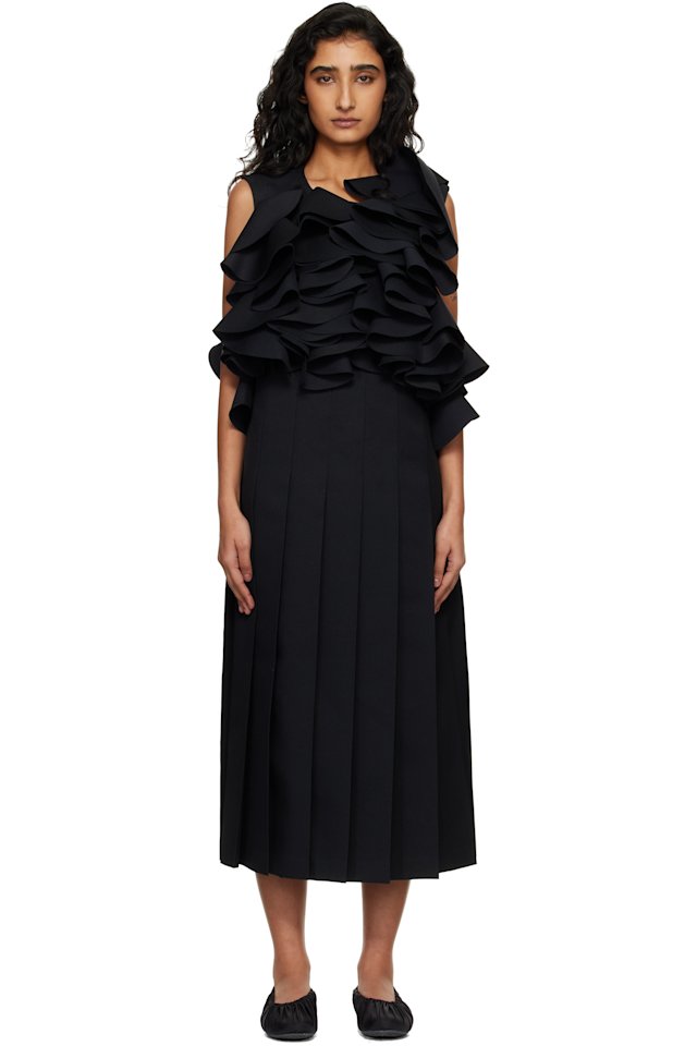 Comme des Garçons — Black Twill Midi Dress