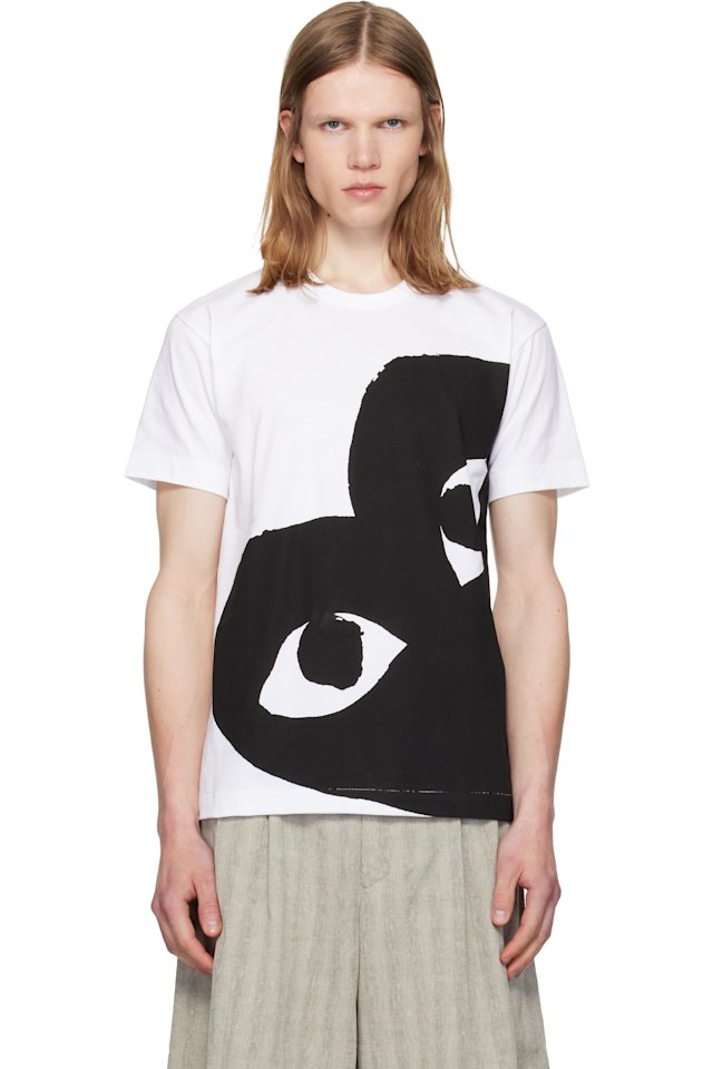 COMME des GARÇONS PLAY — White 'Big Black Heart' T-shirt