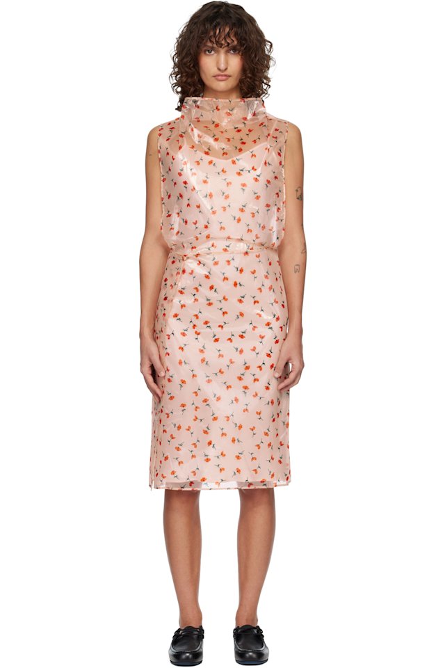 Jil Sander — Pink Floral Lined Midi Dress
