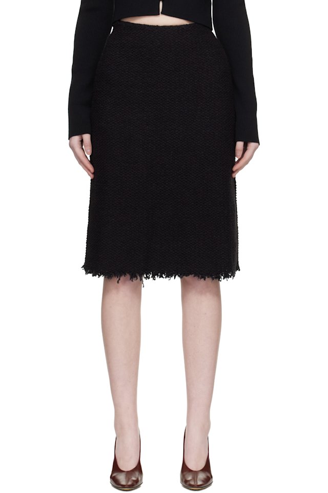 Jil Sander — Black Frayed Edge Midi Skirt