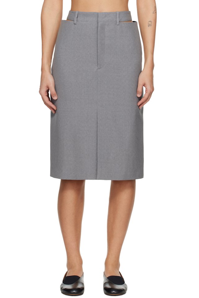 Jil Sander — Gray Wool Midi Skirt