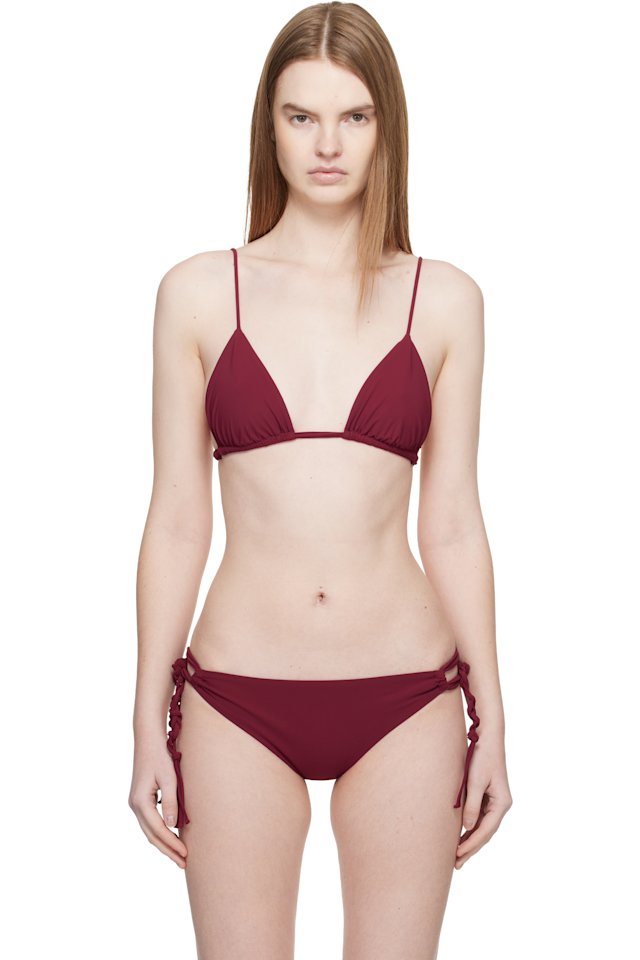 Jil Sander — Red Jersey Tangle Bikini Top