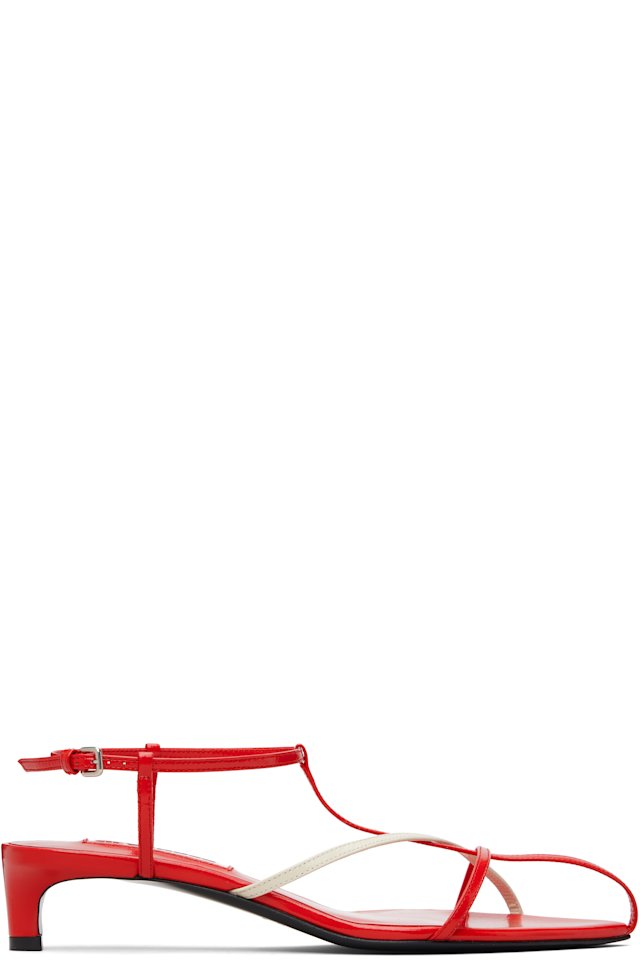 Jil Sander — Red Cage Low Heeled Sandals