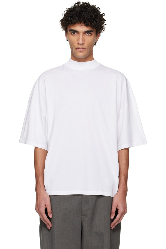 Jil Sander — White Cotton Mock-Neck T-shirt
