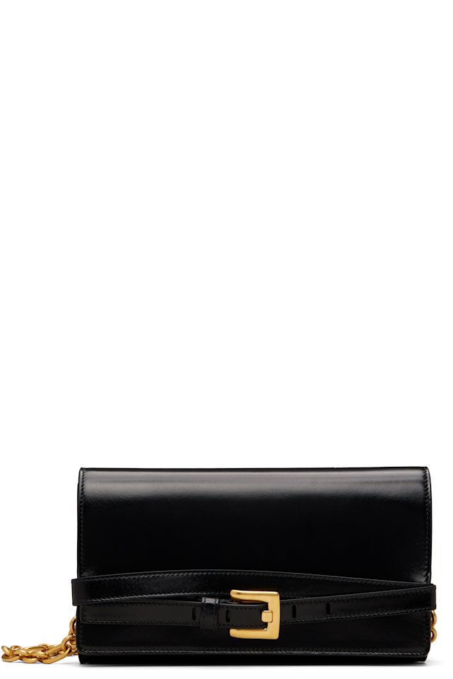 BALMAIN — Black Shuffle Calfskin Wallet Bag