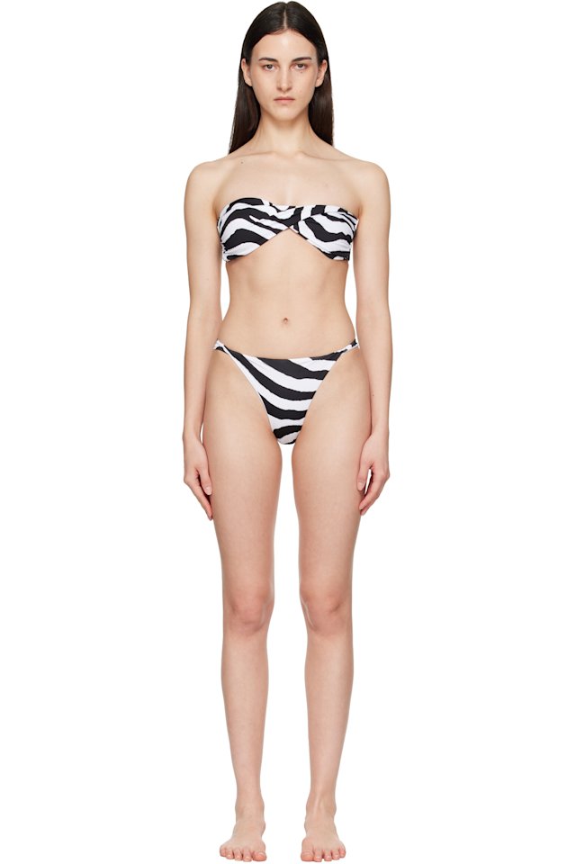 BALMAIN — Black & White Bandeau Bikini