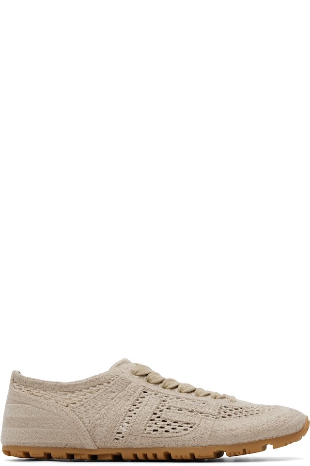 BALMAIN — Beige Racer 45 Macramé Sneakers