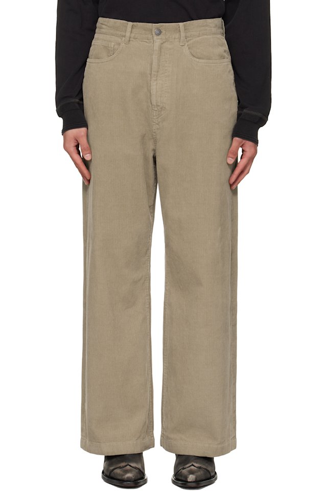 TONYWACK — Beige Washed Corduroy Wide-Leg Trousers