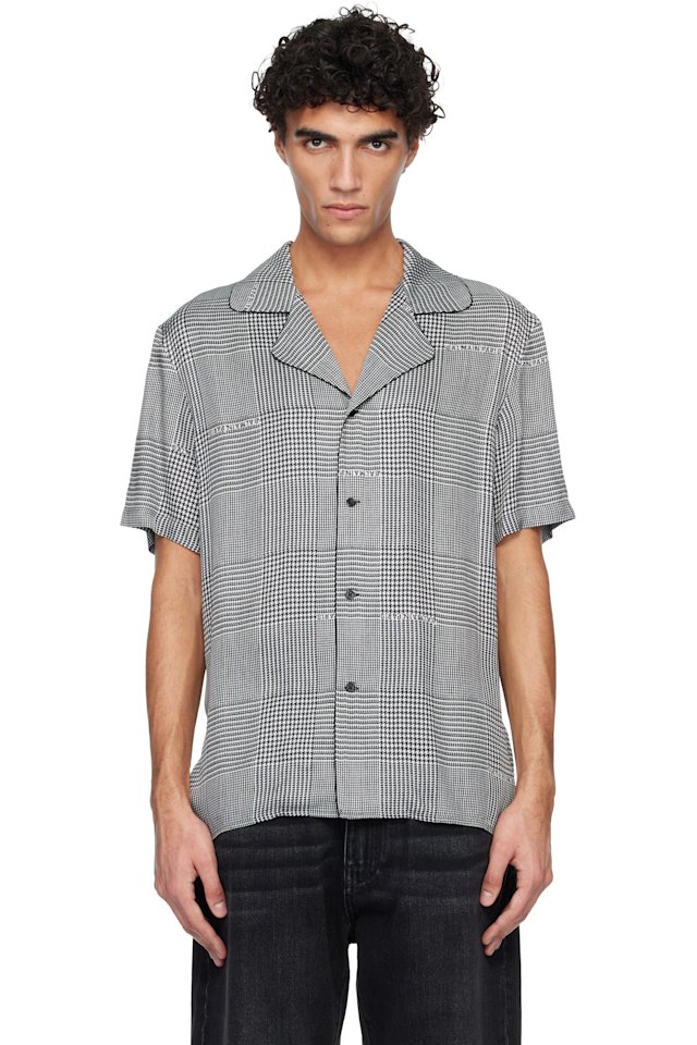 BALMAIN — Black & White Pyjama Printed Prince of Wales Shirt
