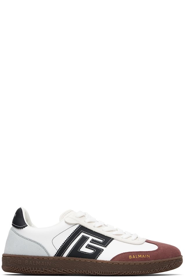 BALMAIN — White Swan Suede & Nylon Sneakers