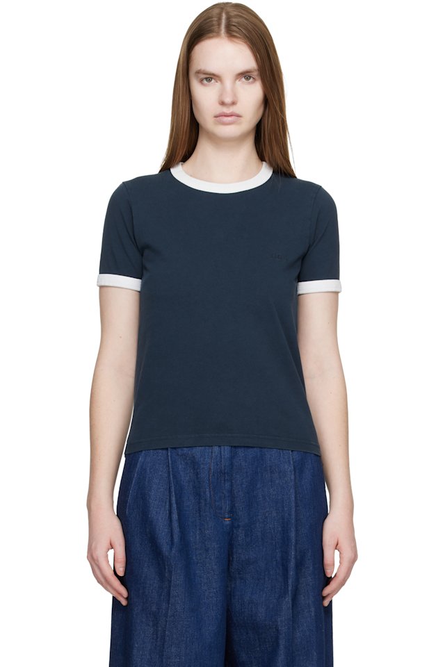 A.P.C. — Navy Crop Manche Courte Contrast T-shirt