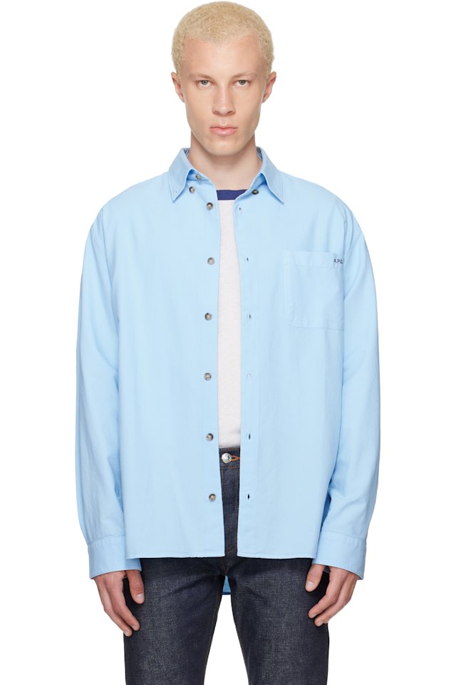 A.P.C. — Blue Mateo Logo Shirt