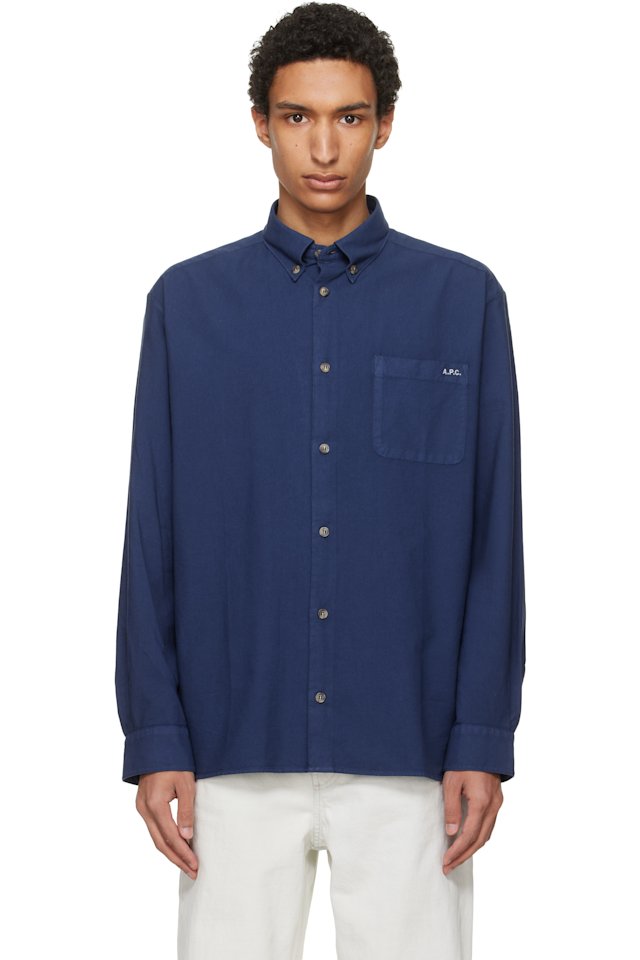 A.P.C. — Navy Mateo Logo Shirt