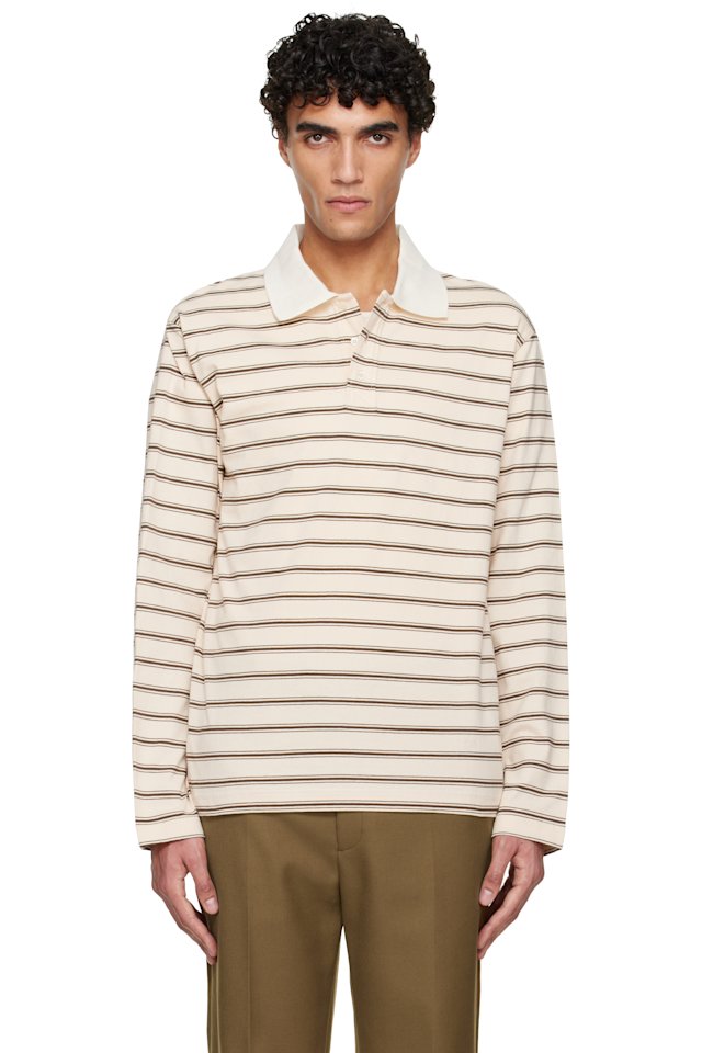 A.P.C. — Off-White Long-Sleeve Striped Polo
