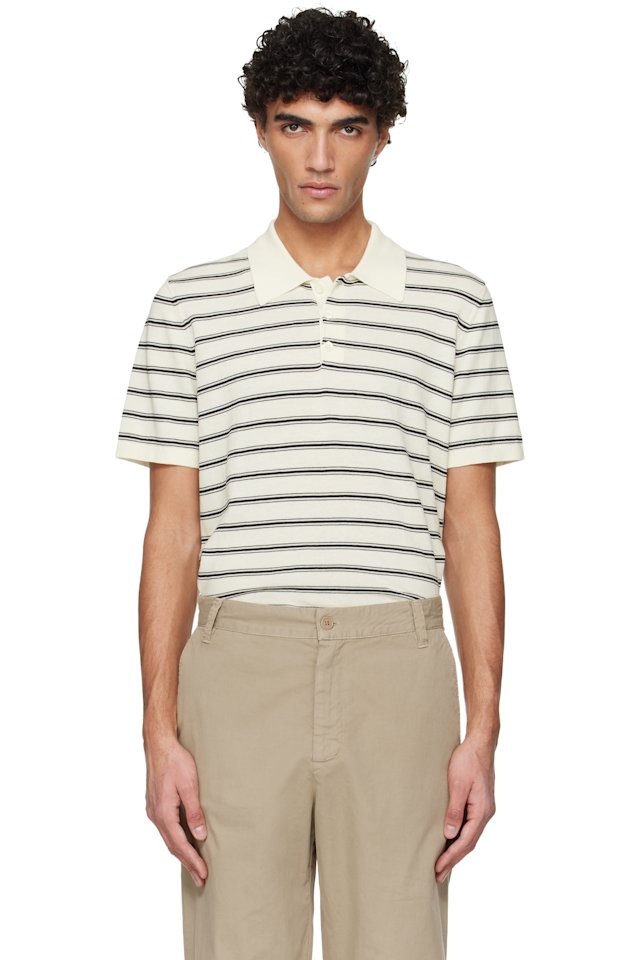 A.P.C. — Off-White & Black Knit Polo
