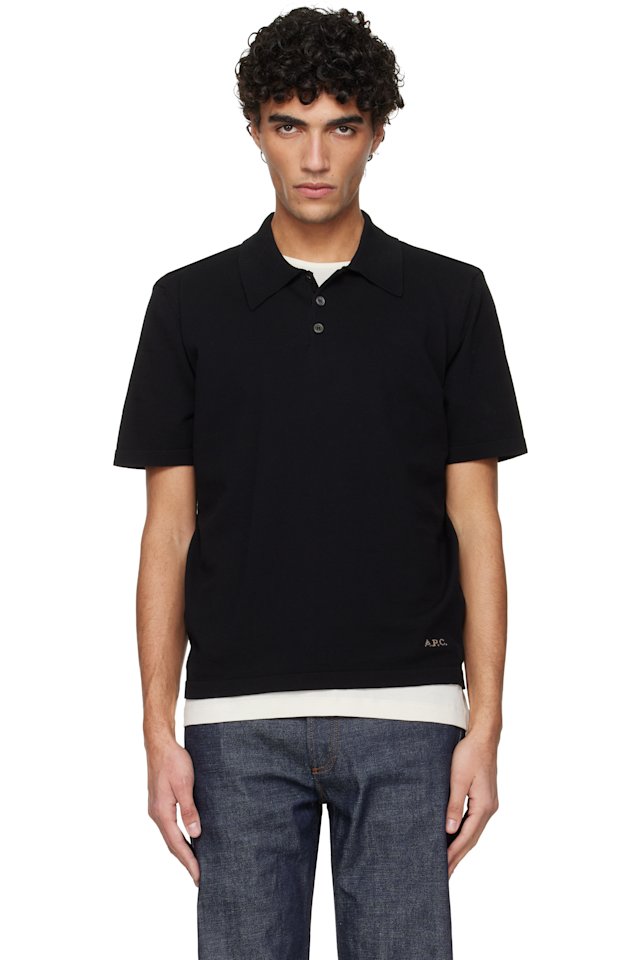 A.P.C. — Black Knit Polo