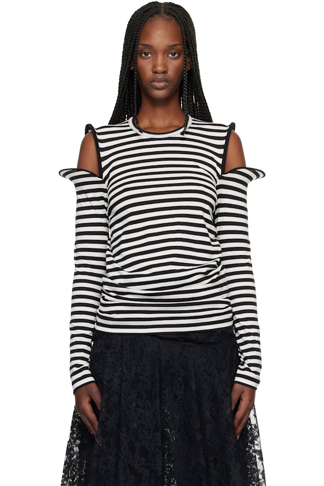 Junya Watanabe — Black & White Stripe Jersey T-shirt