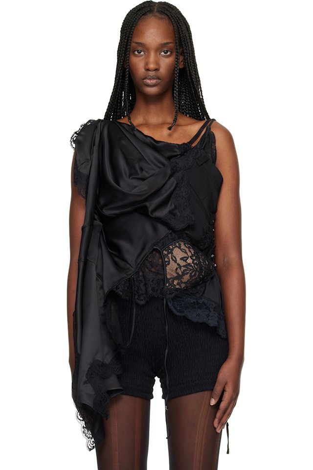 Junya Watanabe — Black Peach John Edition W-Name Drape Top