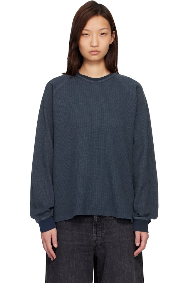 COOR — Blue Waffle Raglan Long Sleeve T-shirt