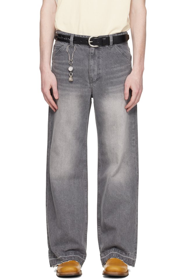 COOR — Gray Cut-Off Semi Flare Jeans