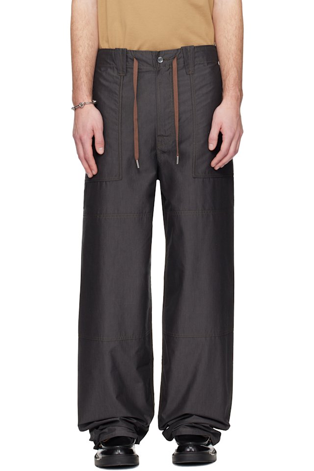Lanvin — Gray Wide-Leg Chambray Cargo Pants