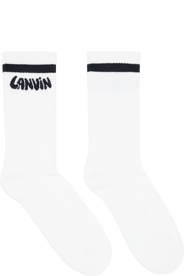 Lanvin — White 'Lanvin' Cotton Socks