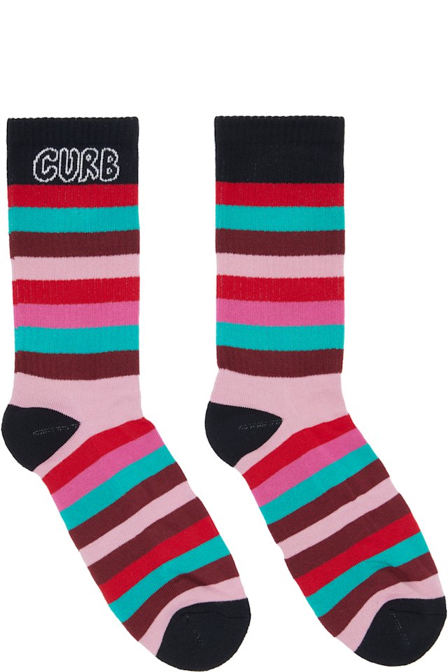 Lanvin — Pink 'Curb' Striped Cotton Socks