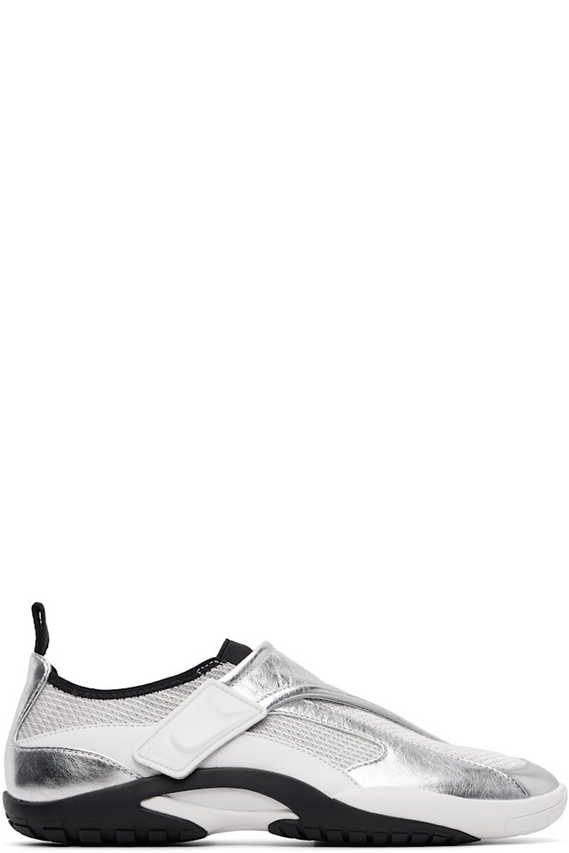 Lanvin — Silver LNV1 Crinkled Metallic Leather Sneakers