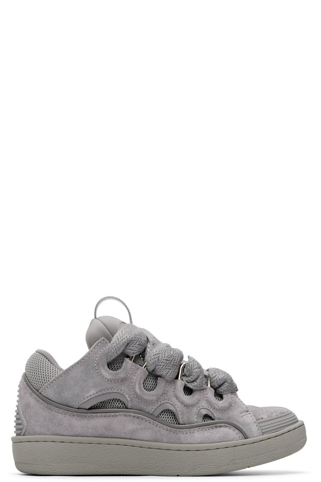 Lanvin — Gray Monochrome Suede Curb Sneakers