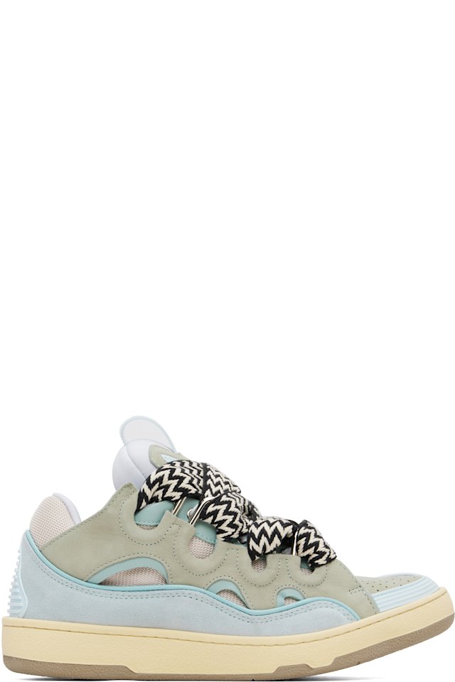 Lanvin — Blue Leather Curb Sneakers