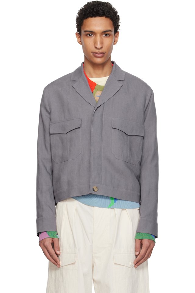 Paul Smith — Purple Linen Open-Collar Jacket