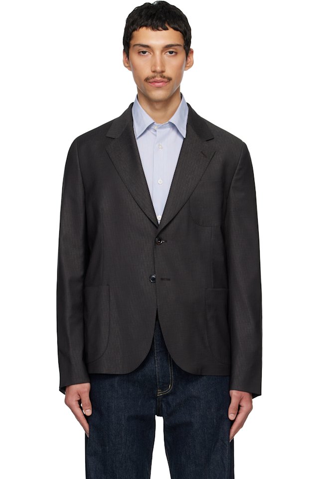 Paul Smith — Brown Two-Button Patch Pocket Blazer