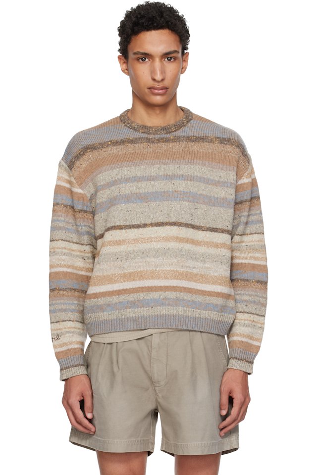 ERL — Brown Striped Knit Crewneck