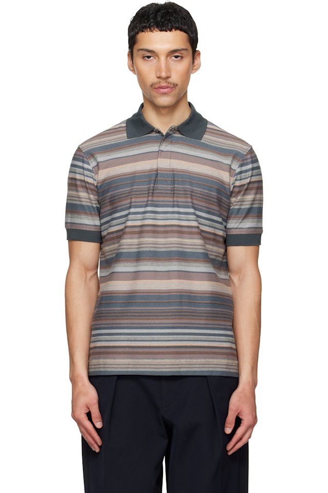 Paul Smith — Taupe & Gray Textured Stripe Polo