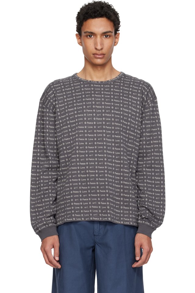 ERL — Gray Jacquard Long Sleeve Knit T-shirt