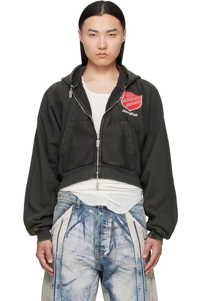 Rivington Roi Rebis — Black Anti Death Rose Zip Hoodie