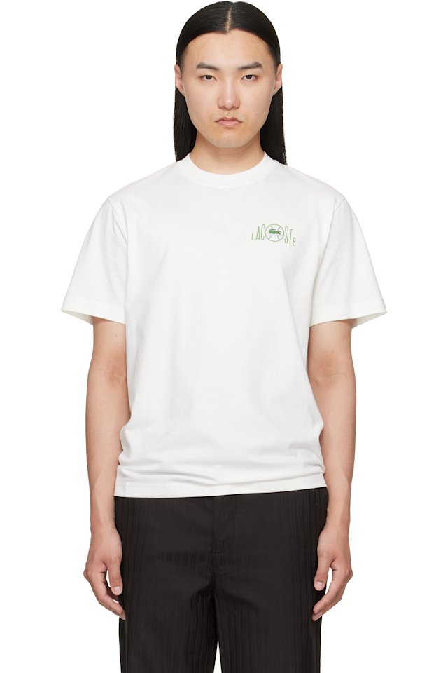 Lacoste — Off-White Printed Cotton T-shirt