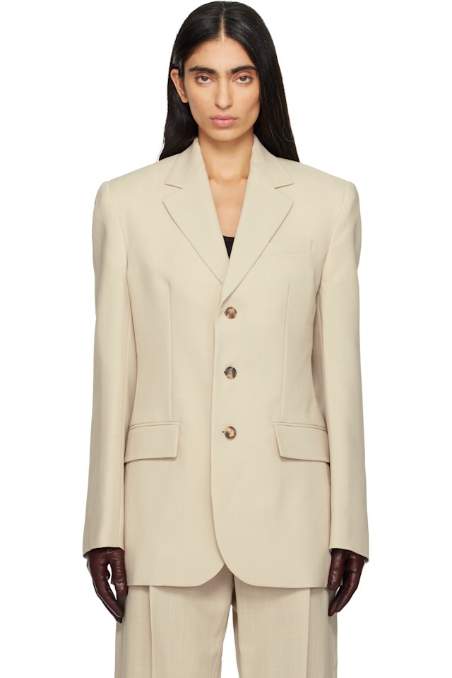WARDROBE.NYC — Beige Light Longline Blazer