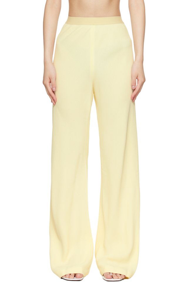 WARDROBE.NYC — Beige Crepe Bias-Cut Trousers