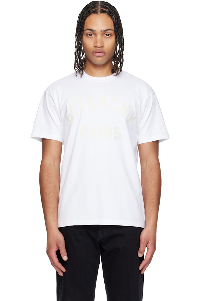 Givenchy — White Cotton 'Givenchy Paris' Embroidery T-shirt