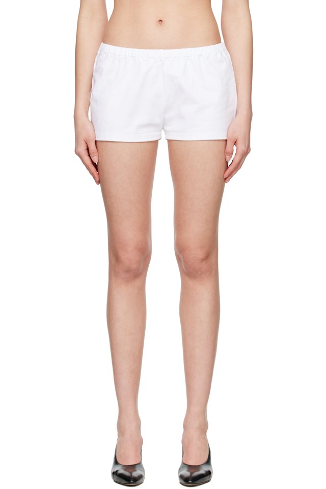 LII — White Cotton Knit Shorts