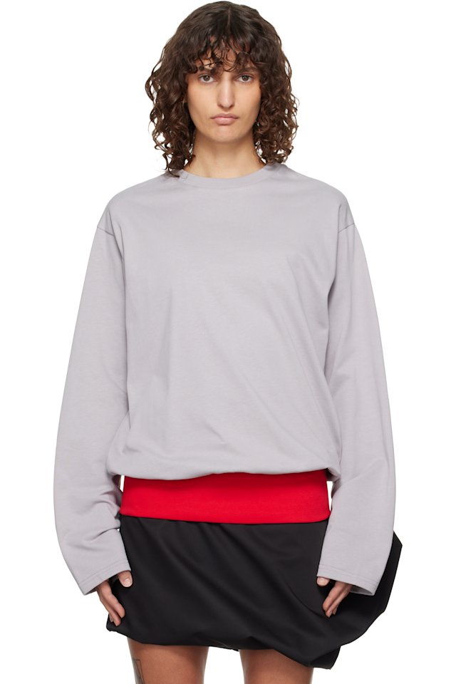 LII — Gray Contrast Waistband T-shirt