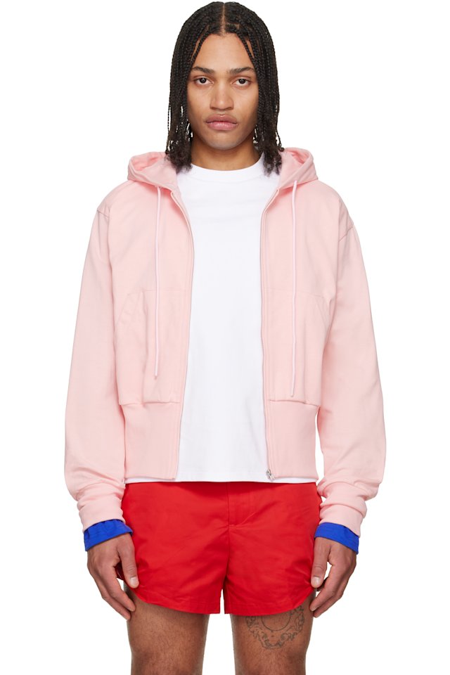 LII — Pink Wide Band Zip-Up Hoodie